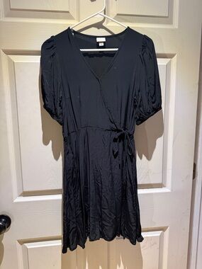 a new day Black Wrap-Front Mini Dress